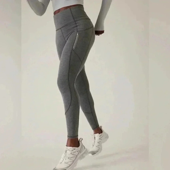 Sold Athleta Rainier gray heathered tights leggings gray size 3X NWOT - Picture 1 of 8
